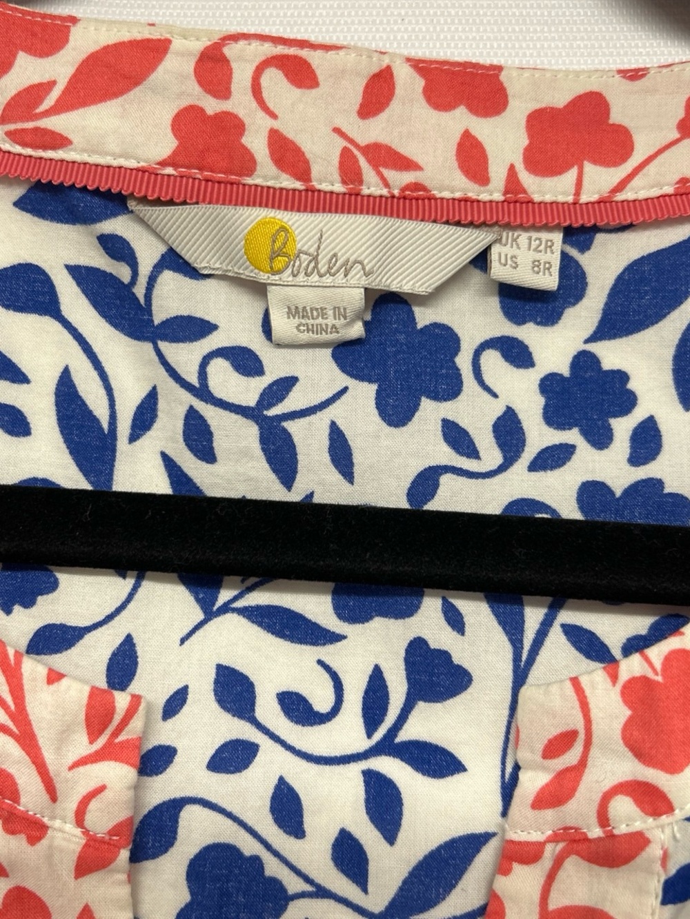Boden Blue and Coral Floral V-Neck Tunic - Picture 2 of 4